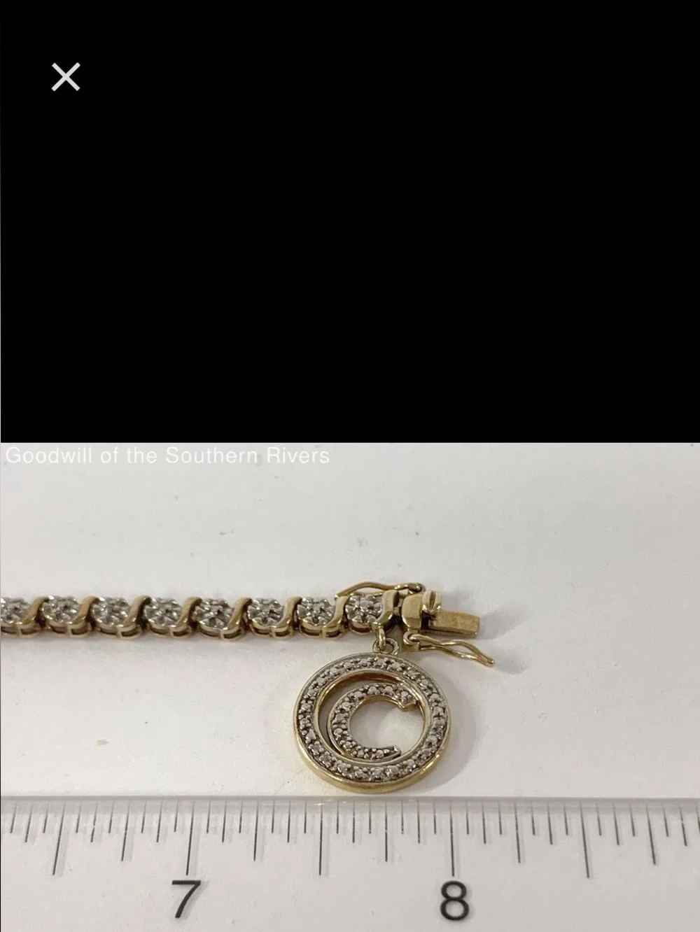 Ross-Simons Gold-Tone Bracelet with clear Crystals & C Initial